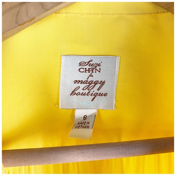 Suzi Chin for Maggy‎ Boutique Yellow Shirt Dress Size 6 - Picture 7 of 8